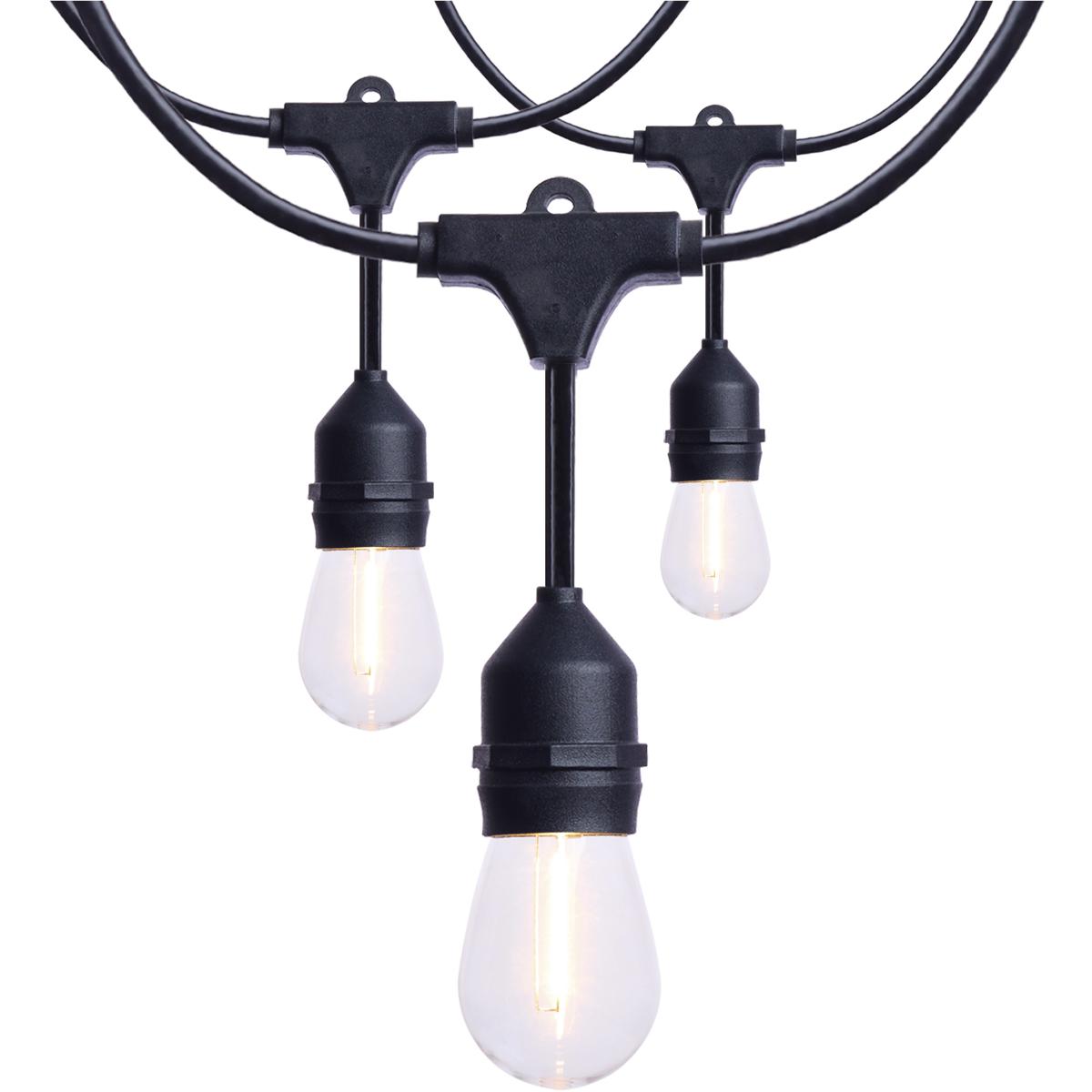 60 Foot LED String Light 24-S14 Lamps Medium Base 2200K CCT Black
