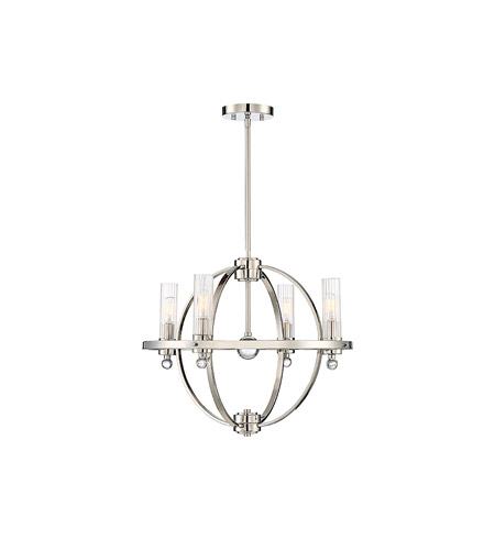 Savoy House 1 14000 4 109 Belfast 4 Light 21 Inch Polished Nickel Chandelier Ceiling Light