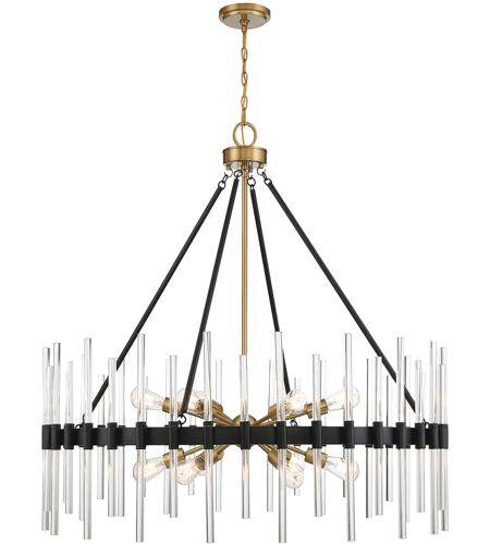 Savoy House 1-1934-12-143 Santiago 12 Light 45 inch Black with Warm Brass Accents Chandelier Ceiling Light photo