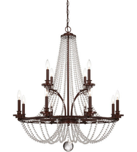Mohican Bronze Chandelier Ceiling Light, Bronze Chandelier With Crystal Beads