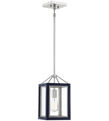 Carlton 1 Light 8 inch Navy with Polished Nickel Pendant Ceiling Light in  Navy/Polished Nickel