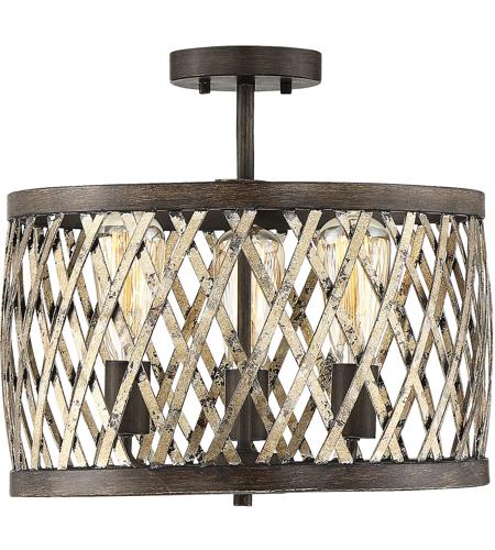 Sandoval 3 Light 16 Inch Fiesta Bronze Semi Flush Ceiling Light Convertible