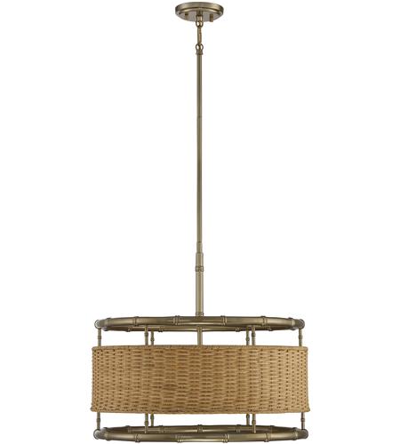 Savoy House 7-7771-6-177 Arcadia 6 Light 22 inch Burnished Brass with Natural Rattan Pendant Ceiling Light photo