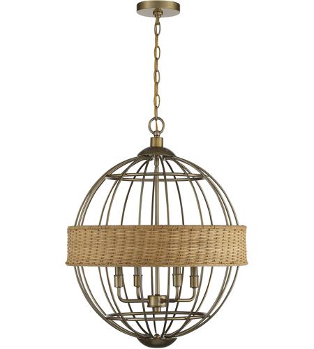 Savoy House 7-7773-4-177 Boreal 4 Light 21 inch Burnished Brass with Natural Rattan Pendant Ceiling Light photo