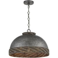 Savoy House 7-748-3-179 Tripoli 3 Light 20 inch Mottled Zinc with Natural Rattan Pendant Ceiling Light photo thumbnail