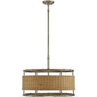 Savoy House 7-7771-6-177 Arcadia 6 Light 22 inch Burnished Brass with Natural Rattan Pendant Ceiling Light photo thumbnail