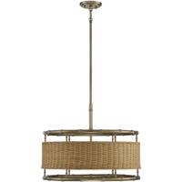 Savoy House 7-7771-6-177 Arcadia 6 Light 22 inch Burnished Brass with Natural Rattan Pendant Ceiling Light alternative photo thumbnail