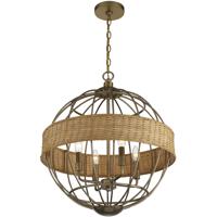 Savoy House 7-7773-4-177 Boreal 4 Light 21 inch Burnished Brass with Natural Rattan Pendant Ceiling Light alternative photo thumbnail