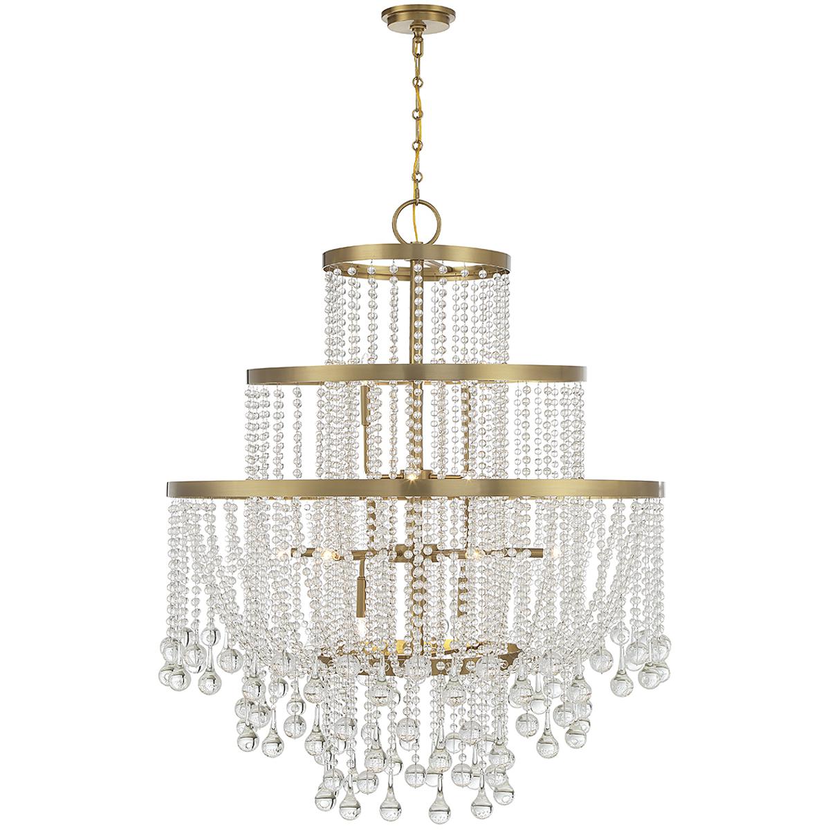 Savoy House 1-1868-15-322 Luna 15 Light 45 inch Warm Brass Chandelier Ceiling Light