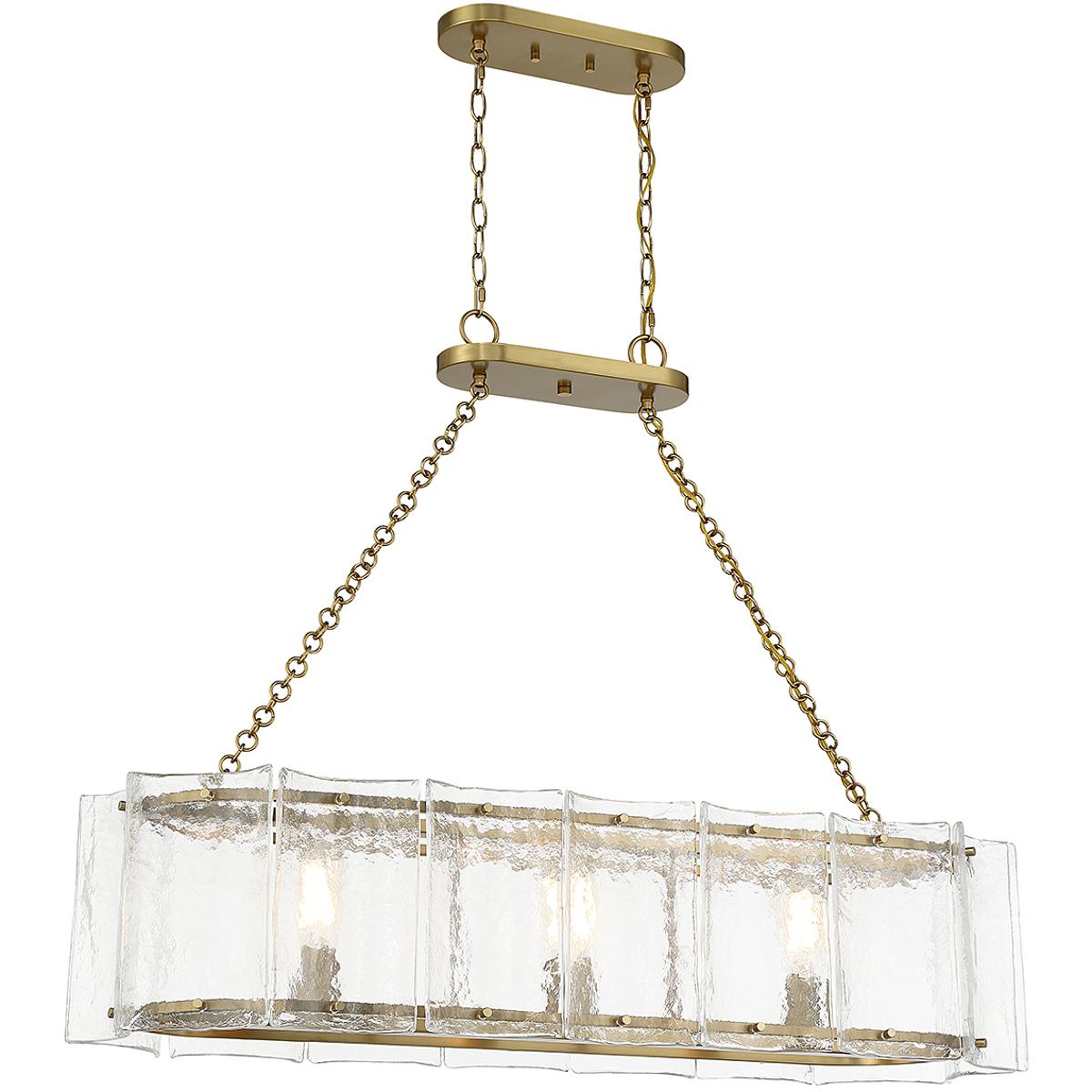 Savoy House 1-8203-3-322 Genry 3 Light 41 inch Warm Brass Linear Chandelier Ceiling Light