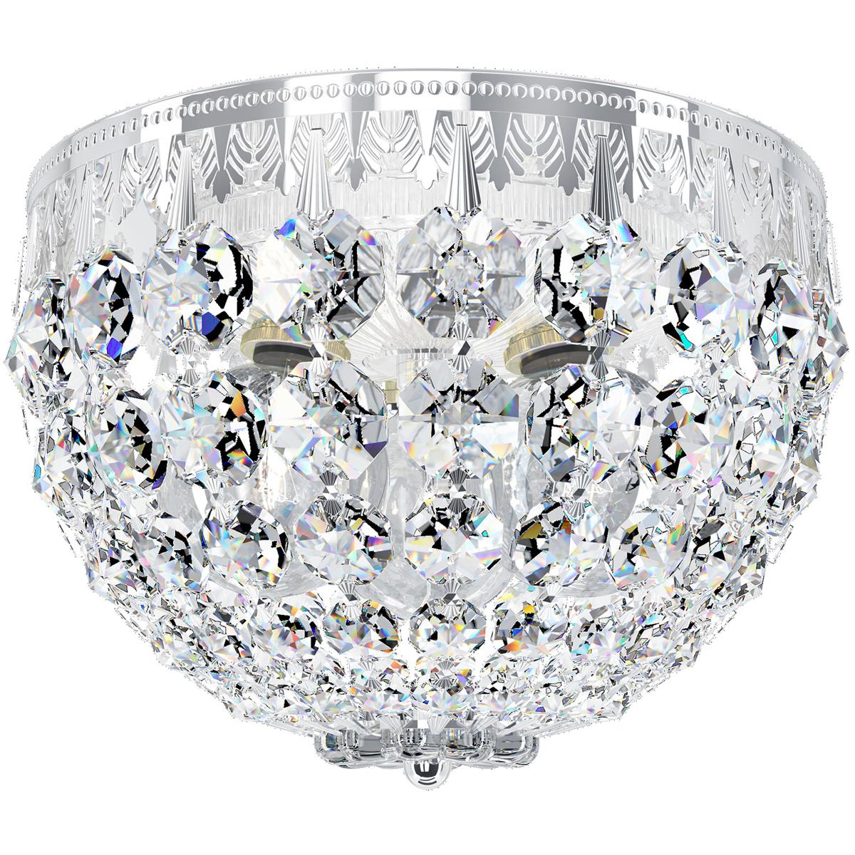 Schonbek 1558-40R Petit Crystal 3 Light Polished Silver Flush Mount Ceiling Light in Radiance