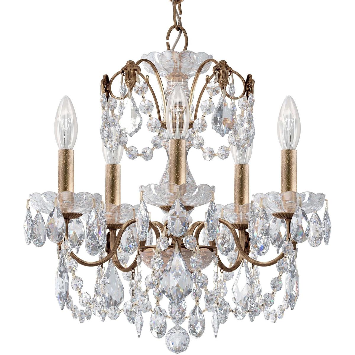 Schonbek 1704-23 Century 5 Light Etruscan Gold Chandelier Ceiling Light