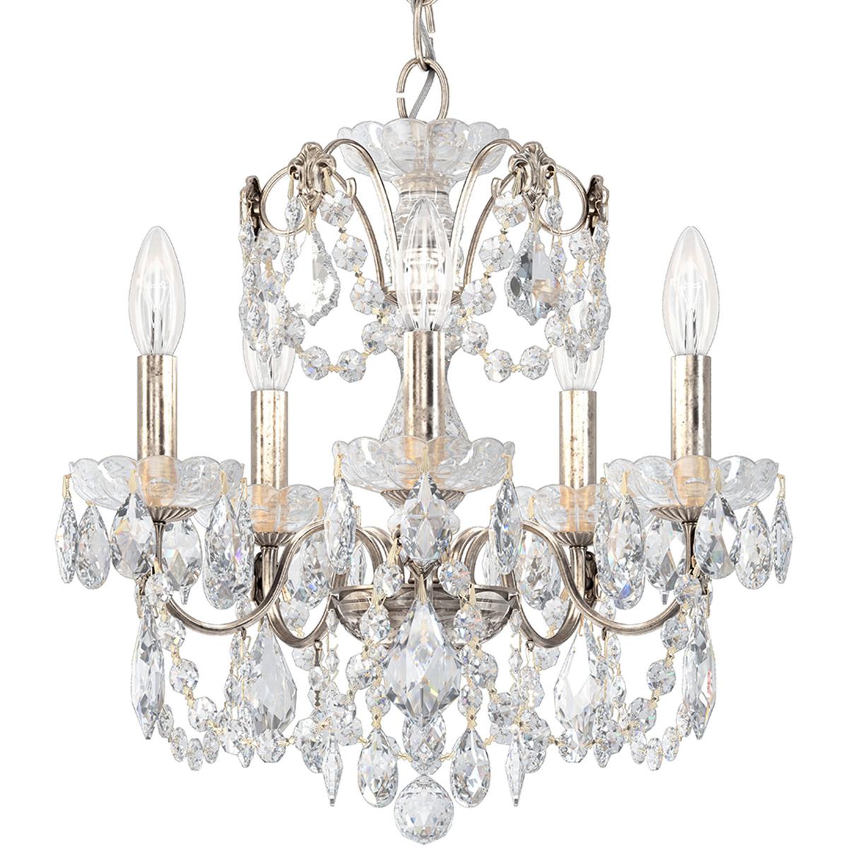 Schonbek 1704-48 Century 5 Light 17 inch Antique Silver Chandelier Ceiling Light