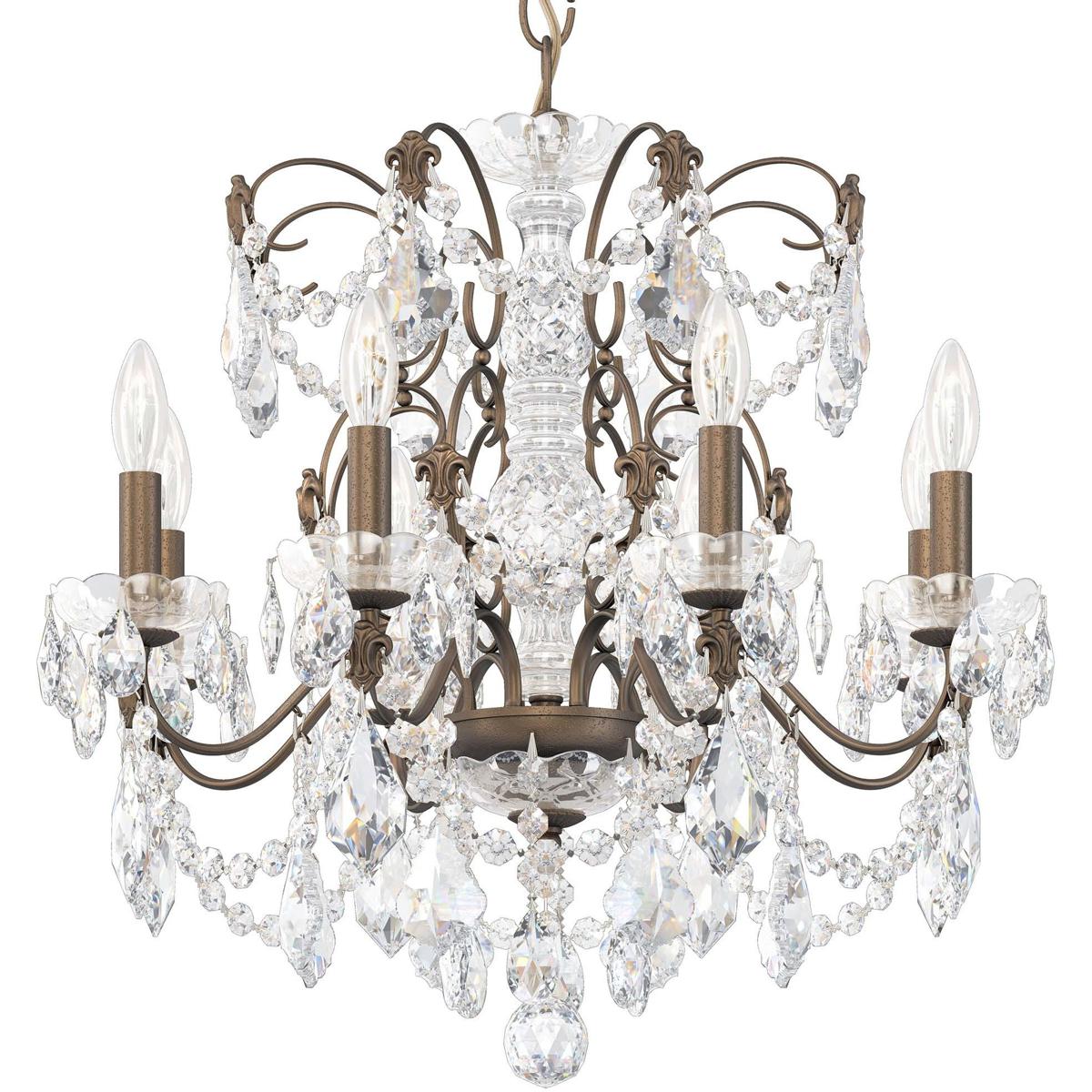 Schonbek 1707-23 Century 8 Light Etruscan Gold Chandelier Ceiling Light