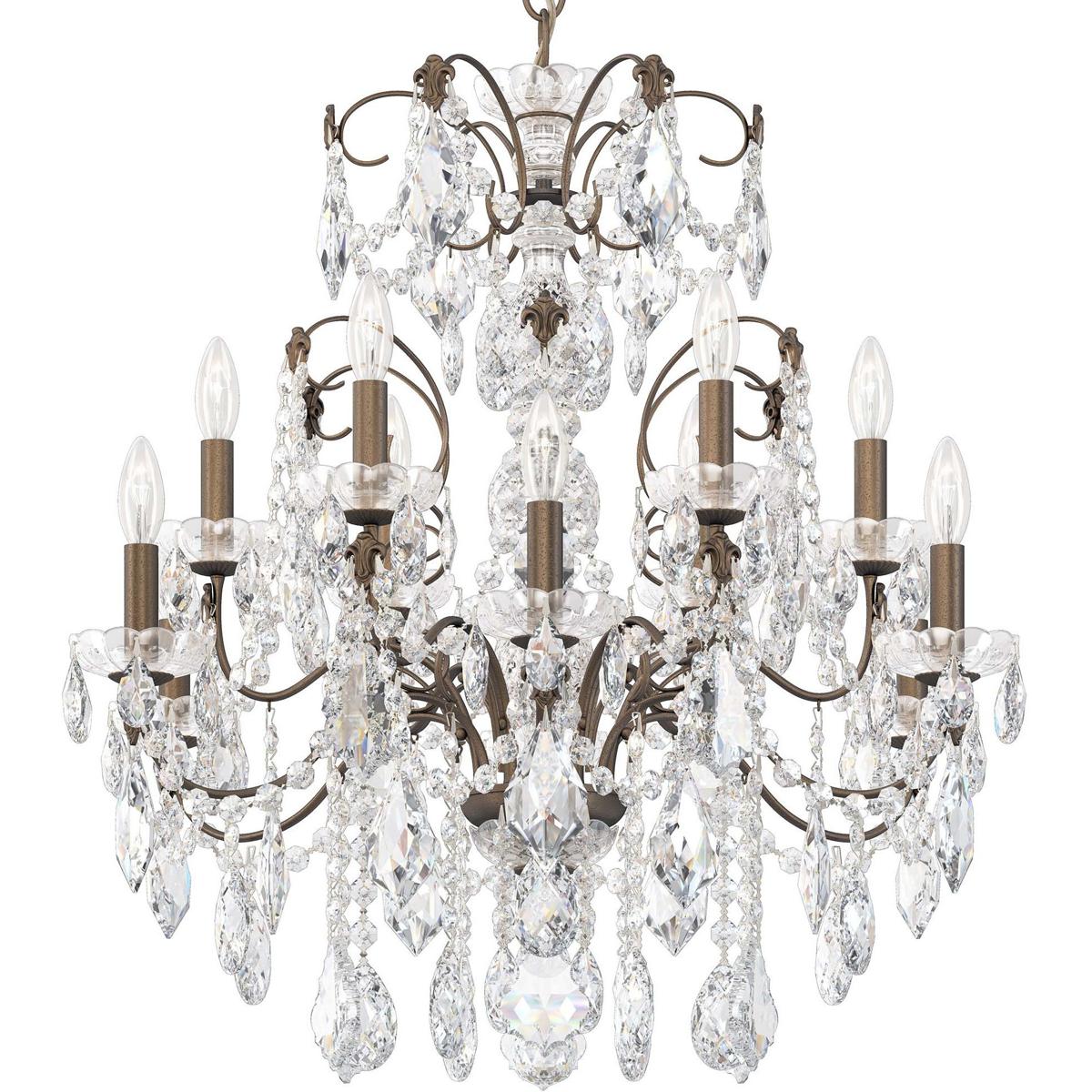 Schonbek 1712-23 Century 12 Light Etruscan Gold Chandelier Ceiling Light