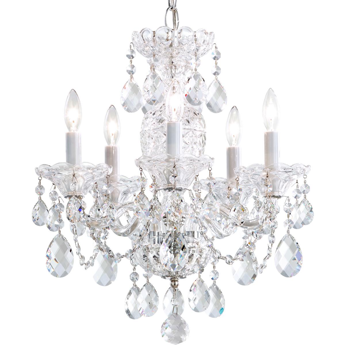 Schonbek 2999-40R Sterling 5 Light Polished Silver Chandelier Ceiling Light in Radiance