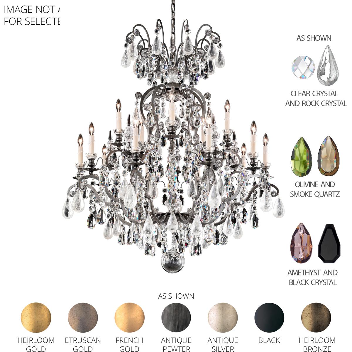 Schonbek 3573-51AD Renaissance Rock Crystal 16 Light Black Chandelier Ceiling Light in Rock Amethyst and Black Diamond