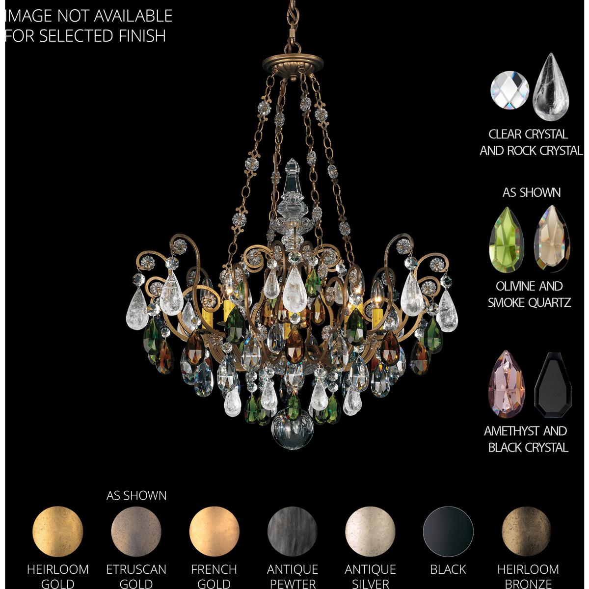 Schonbek 3587-51CL Renaissance Rock Crystal 8 Light Black Pendant Ceiling Light in Quartz