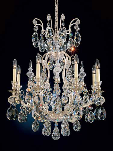 Schonbek 3771-48 Renaissance 9 Light 26.5 inch Antique Silver Chandelier Ceiling Light in Heritage