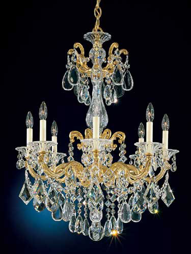 Schonbek 5007-22R La Scala 8 Light Heirloom Gold Chandelier Ceiling Light in Radiance