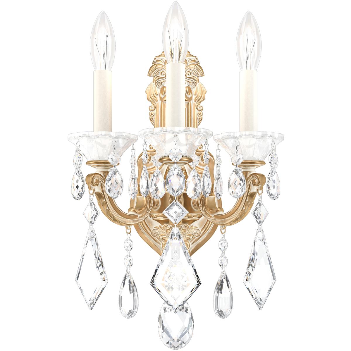 Schonbek 5071-27 La Scala 3 Light 7.5 inch Parchment Gold Wall Sconce Wall Light in Heritage, Parchment Gold Cast