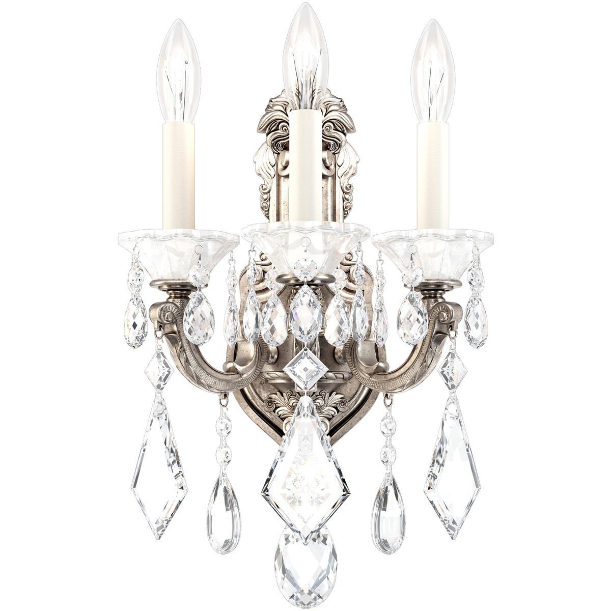 Schonbek 5071-48 La Scala 3 Light 7.5 inch Antique Silver Wall Sconce Wall Light in Heritage, Antique Silver Cast