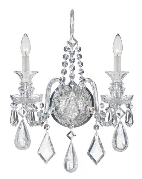 Schonbek 5502CL Hamilton Rock Crystal 2 Light 6.5 inch Silver Wall Sconce Wall Light
