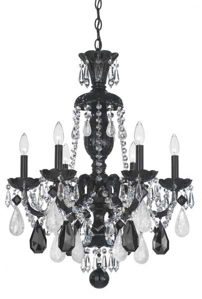 Schonbek 5535BK Hamilton Rock Crystal 6 Light 22 inch Jet Black Chandelier Ceiling Light in Rock Clear Jet