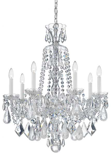 Schonbek 5536CL Hamilton Rock Crystal 7 Light 24 inch Silver Chandelier Ceiling Light in Polished Silver, Rock Clear