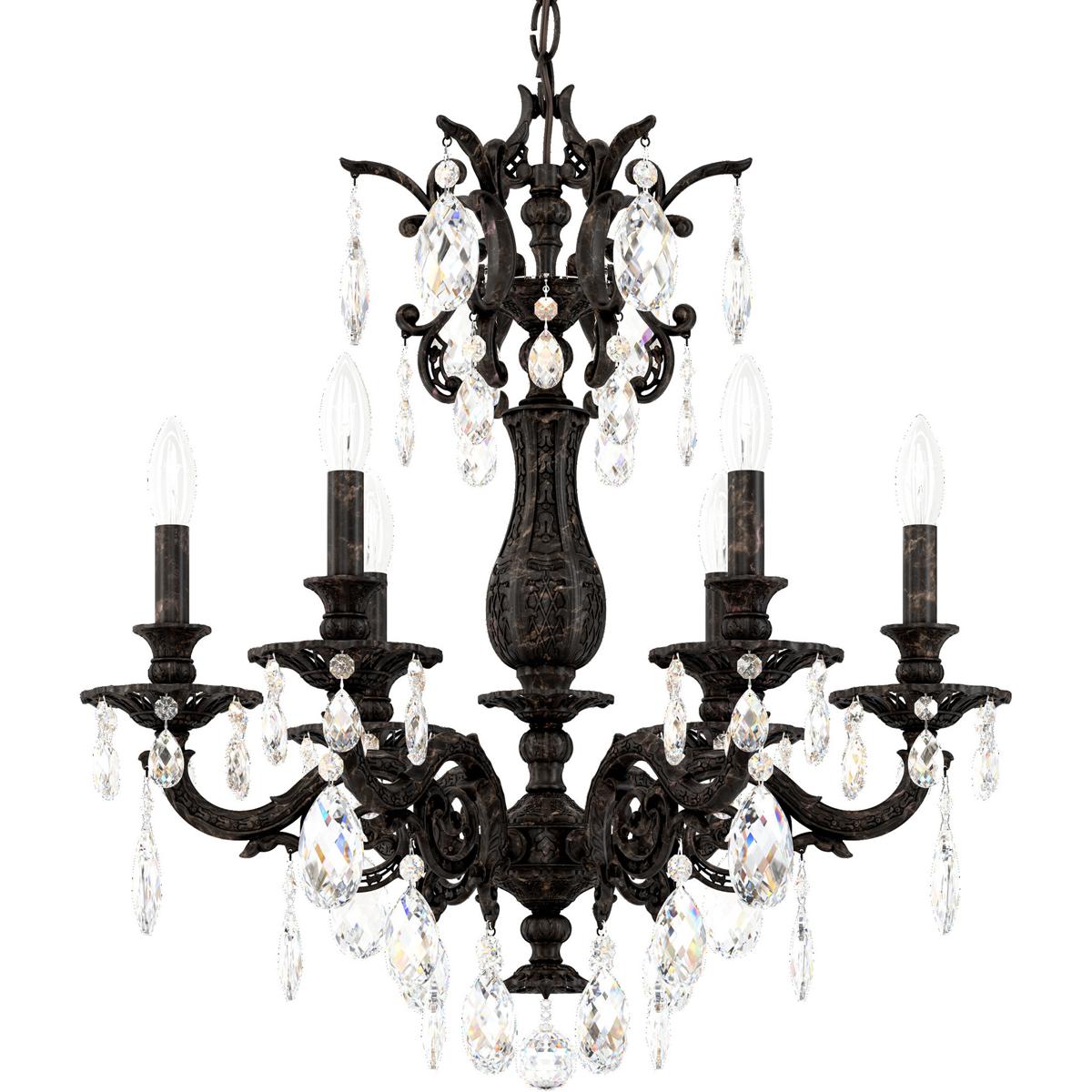 Schonbek 5676-76H Milano 6 Light Heirloom Bronze Chandelier Ceiling Light in Heritage