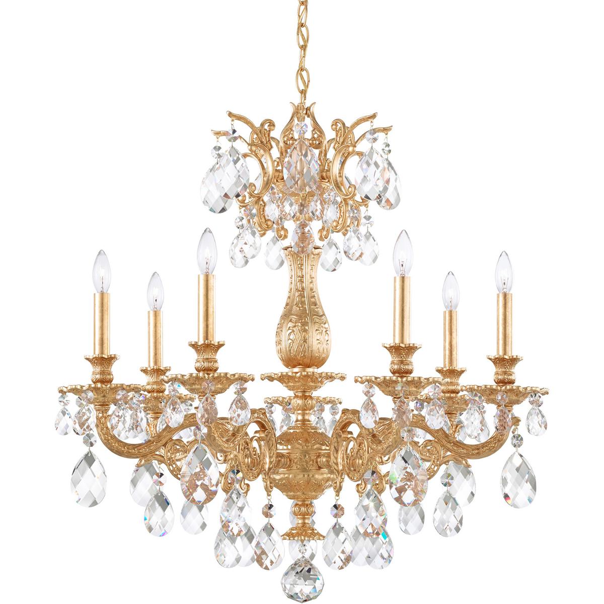 Schonbek 5677-26R Milano 7 Light French Gold Chandelier Ceiling Light in Radiance
