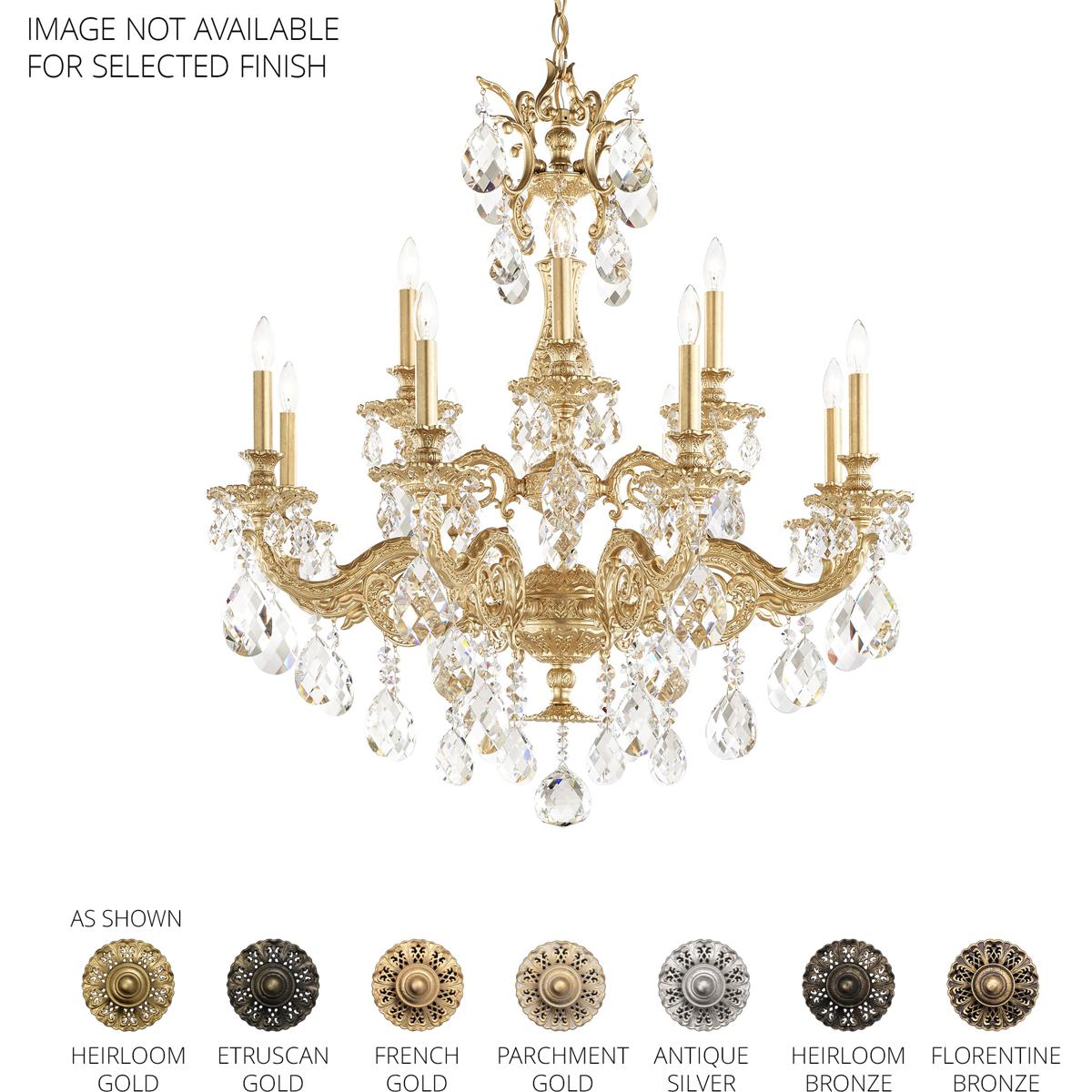 Schonbek 5682-48H Milano 12 Light Antique Silver Chandelier Ceiling Light in Heritage