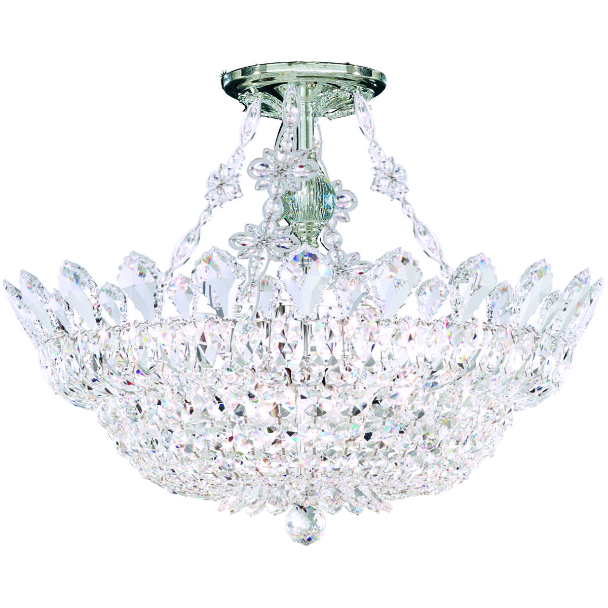 Schonbek 5796H Trilliane 8 Light Silver Semi-Flush Mount Ceiling Light in Heritage