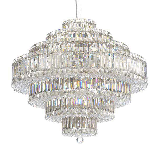 Schonbek 6677O Plaza 31 Light Stainless Steel Pendant Ceiling Light in Optic