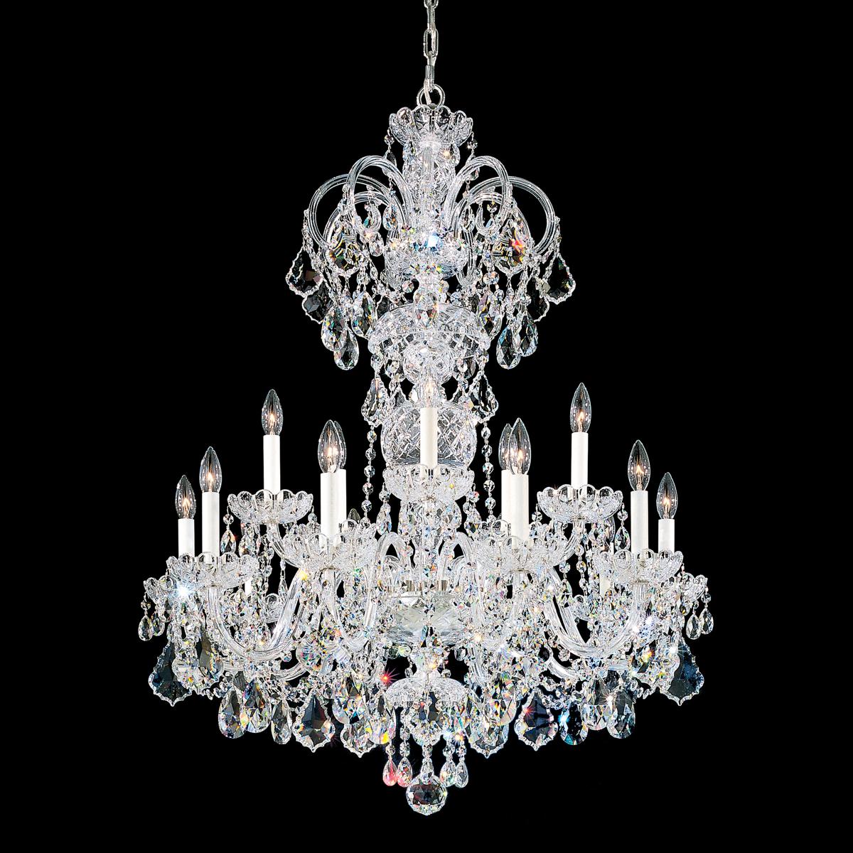 Schonbek 6814-40H Olde World 15 Light Polished Silver Chandelier Ceiling Light in Heritage