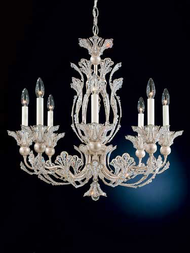 Schonbek 7866-48R Rivendell 8 Light Antique Silver Chandelier Ceiling Light in Radiance