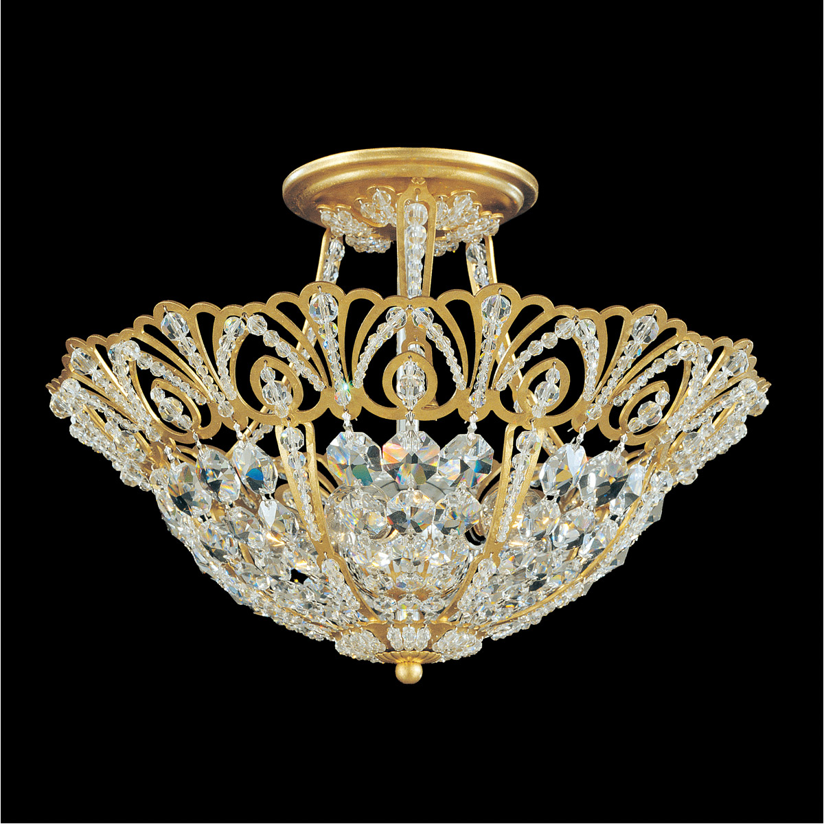 Schonbek 9841-22R Rivendell 5 Light Heirloom Gold Semi-Flush Mount Ceiling Light in Radiance