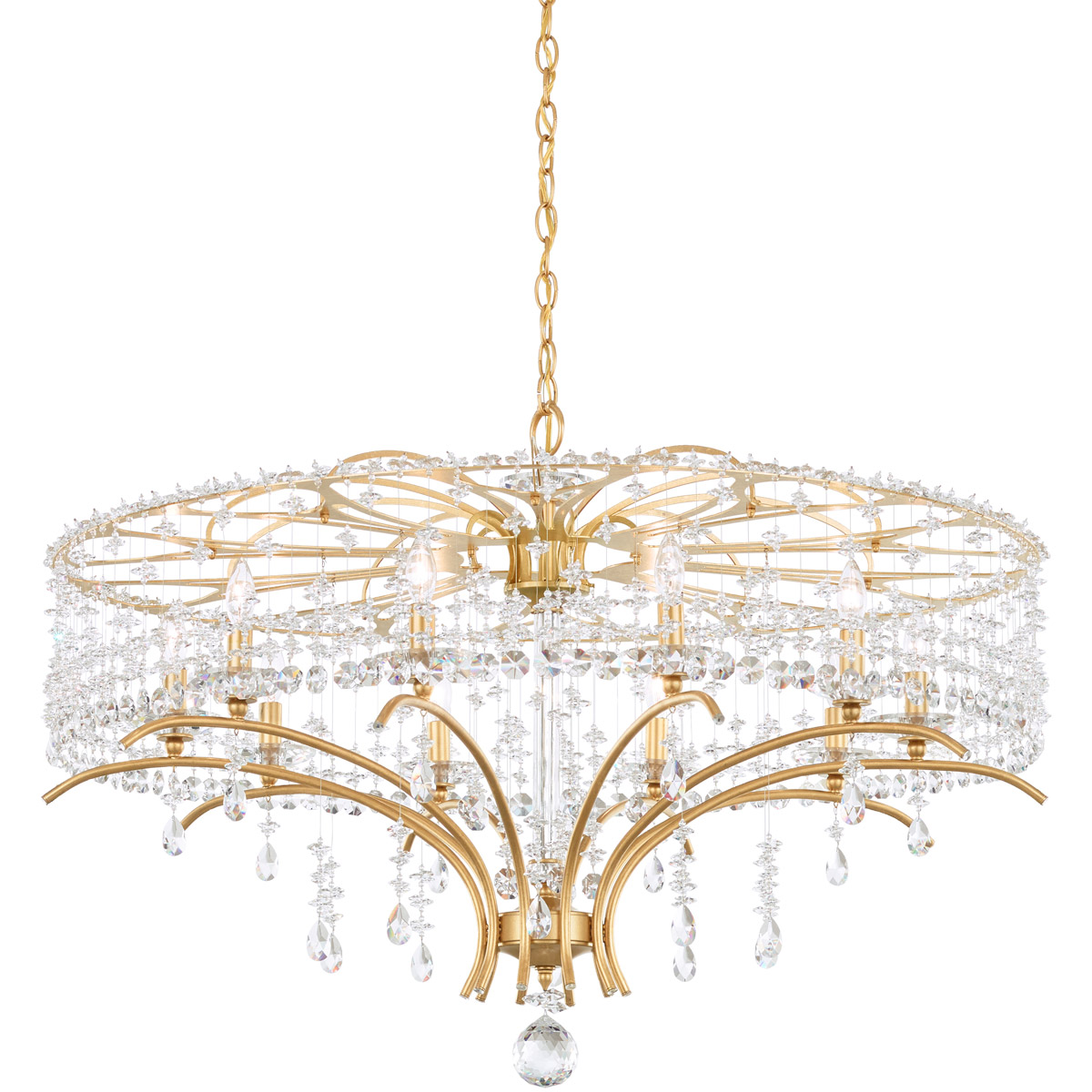 Schonbek TC1036N-48H Bella Rose 10 Light Antique Silver Chandelier Ceiling Light in Heritage, Adjustable Height