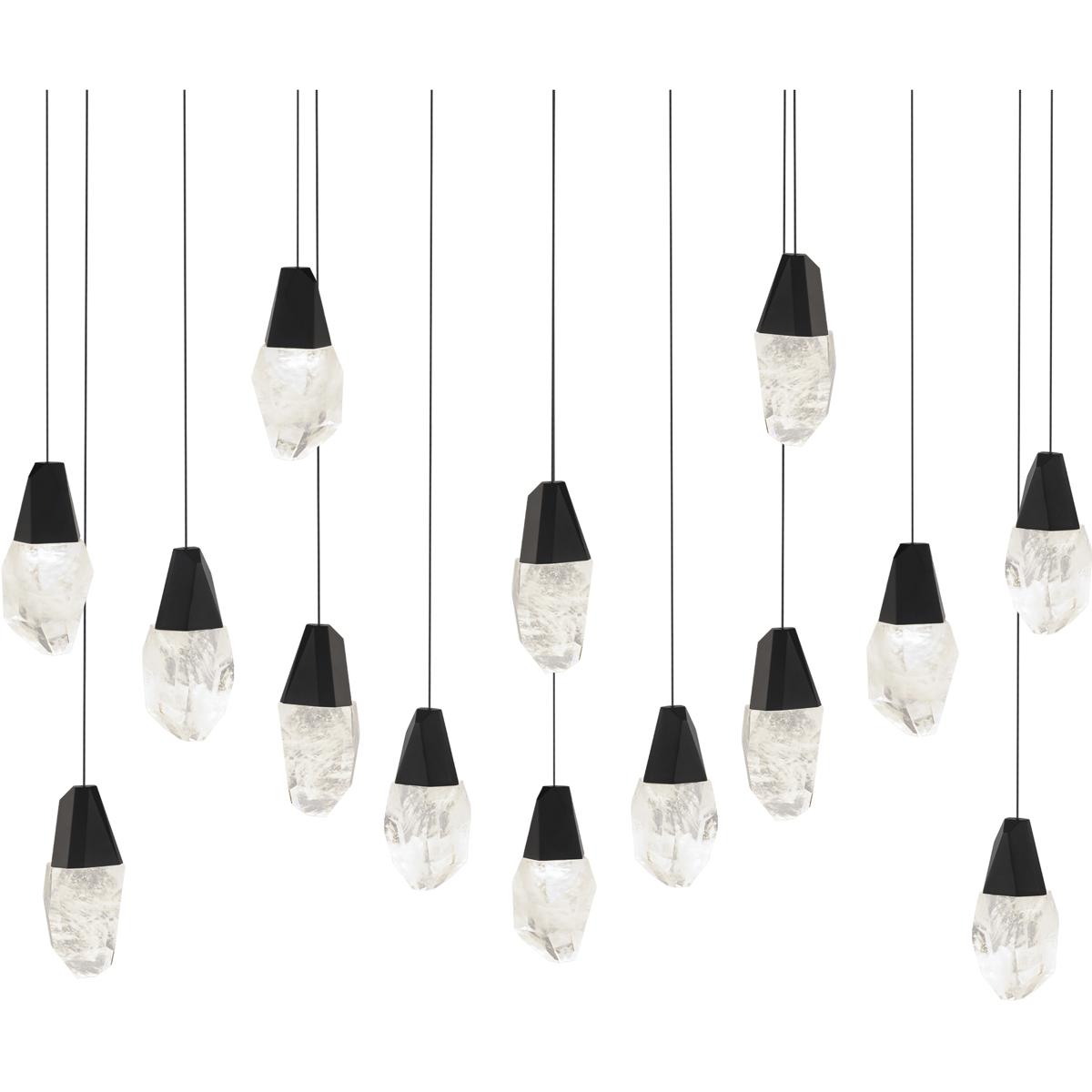 Schonbek BPD20214LOH-BK Beyond Martini LED 9.5 inch Black Multi-Light Pendant Ceiling Light in Optic Haze, Linear Canopy