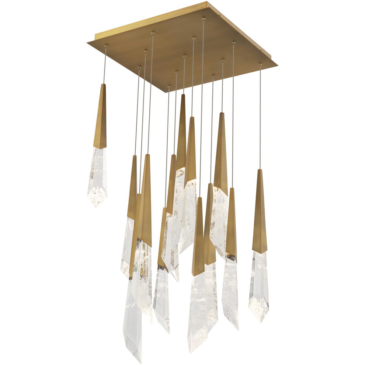 Schonbek BPD31413S-AB Beyond Solitude LED 20 inch Aged Brass Multi-Light Pendant Ceiling Light, Square Canopy