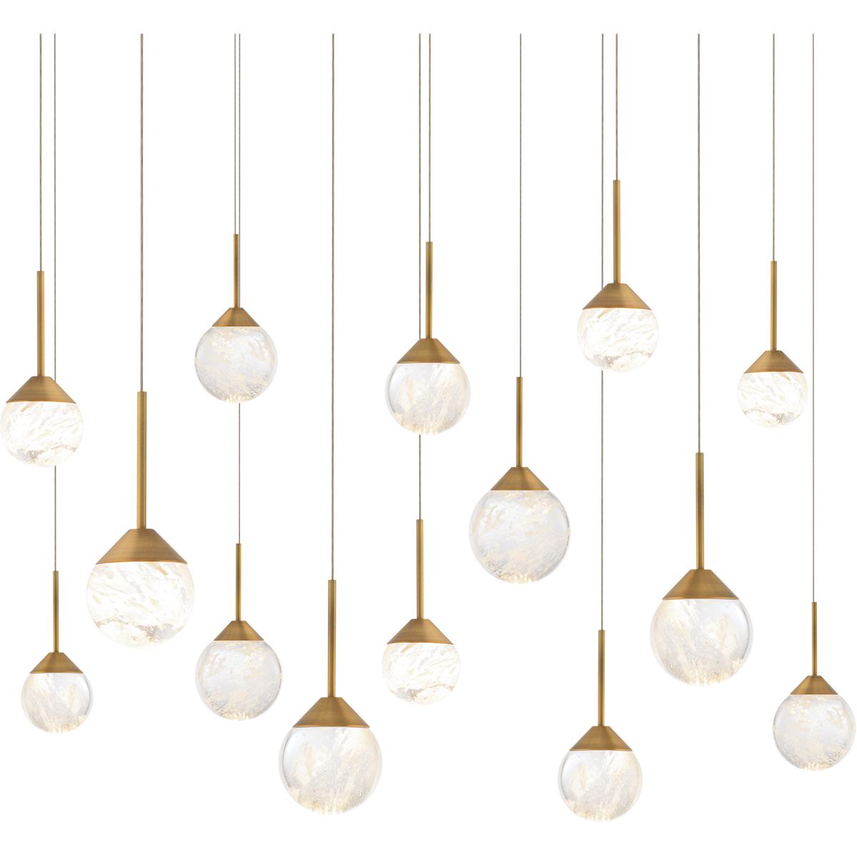 Schonbek BPD40214L-AB Beyond Quest LED 9.5 inch Aged Brass Multi-Light Pendant Ceiling Light, Linear Canopy