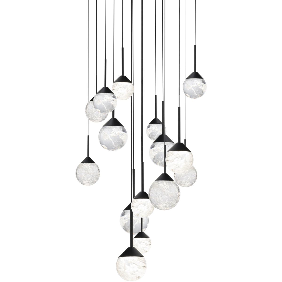 Schonbek BPD40215-BK Beyond Quest LED 23 inch Black Multi-Light Pendant Ceiling Light, Round Canopy