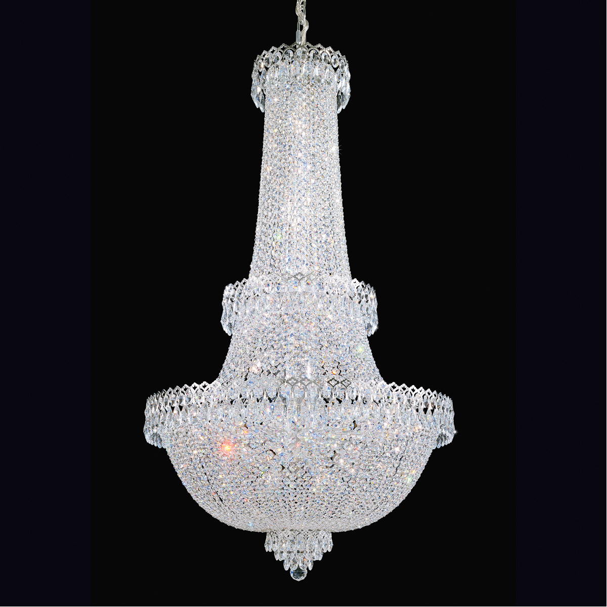 Schonbek 2638-40O Camelot 41 Light Polished Silver Chandelier Ceiling Light in Optic