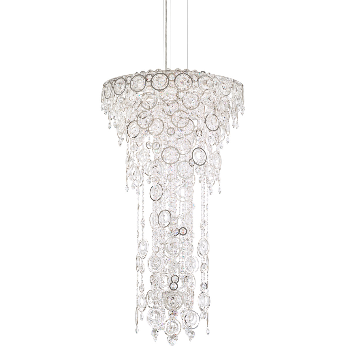 Schonbek DR2412N-44O Circulus 6 Light Heirloom Silver Pendant Ceiling Light in Optic, Adjustable Height