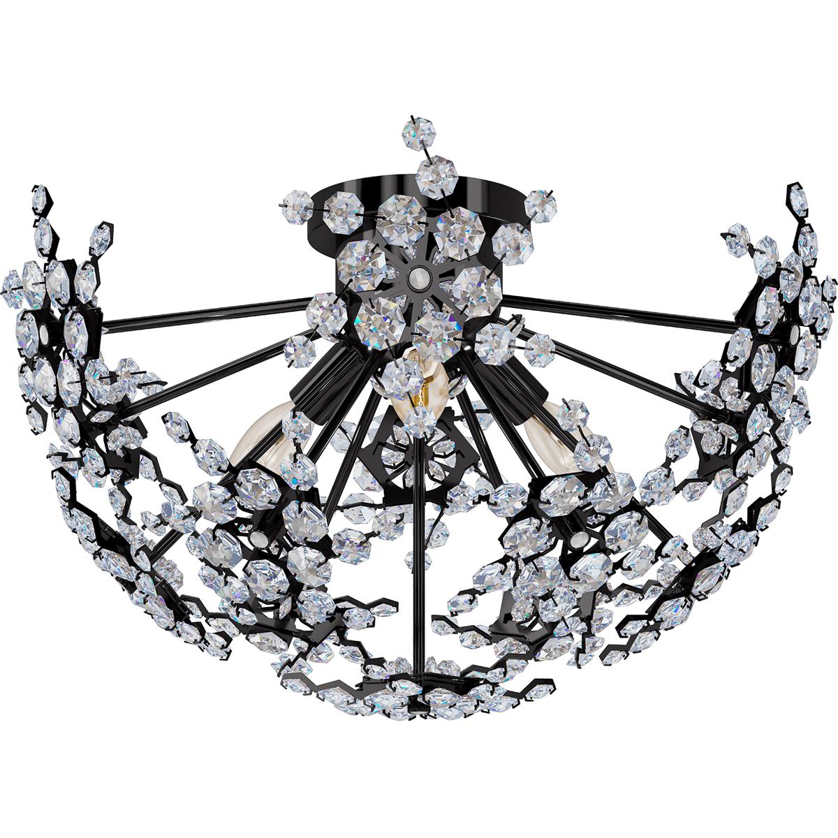 Schonbek DN1218N-55R Esteracae 3 Light Jet Black Semi-Flush Mount Ceiling Light in Radiance