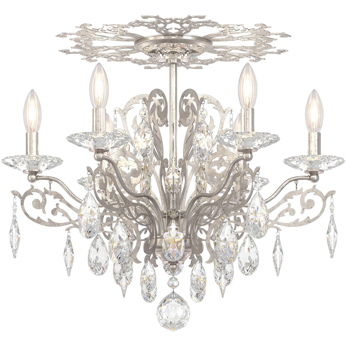 Schonbek FE7206N-48H Filigrae 6 Light Antique Silver Semi-Flush Mount Ceiling Light