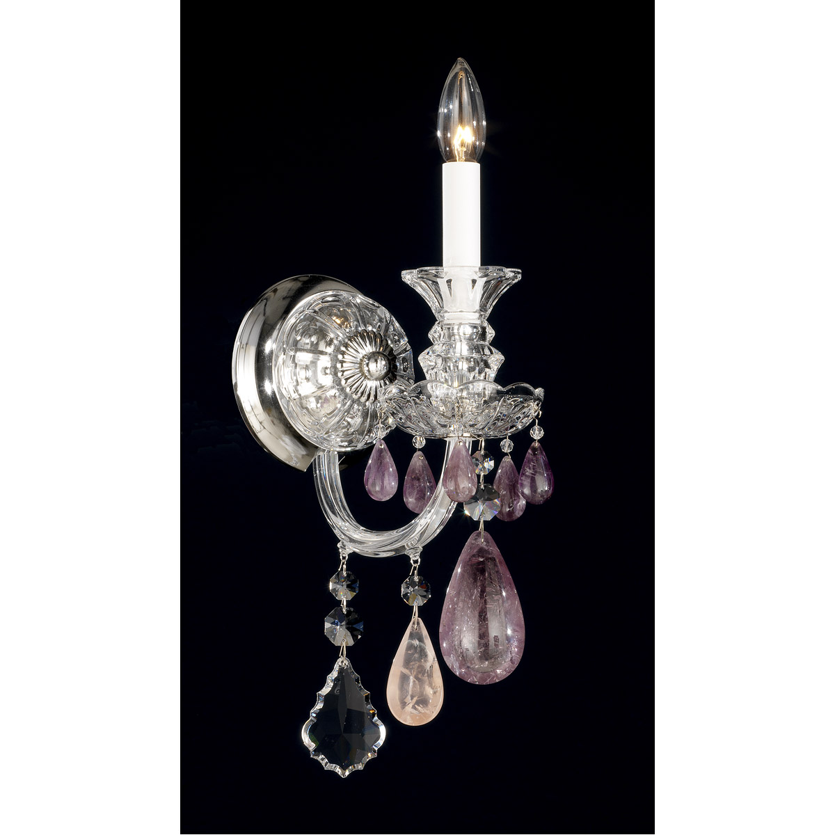 Schonbek 5501AM Hamilton Rock Crystal 1 Light 75 inch Silver Wall Sconce Wall Light in Amethyst