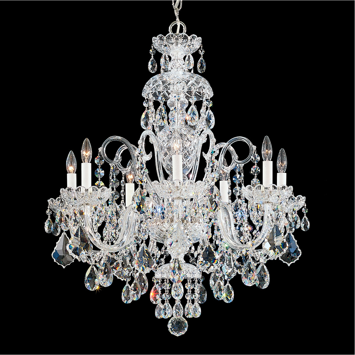 Schonbek 6811-40R Olde World 7 Light Polished Silver Chandelier Ceiling Light in Radiance