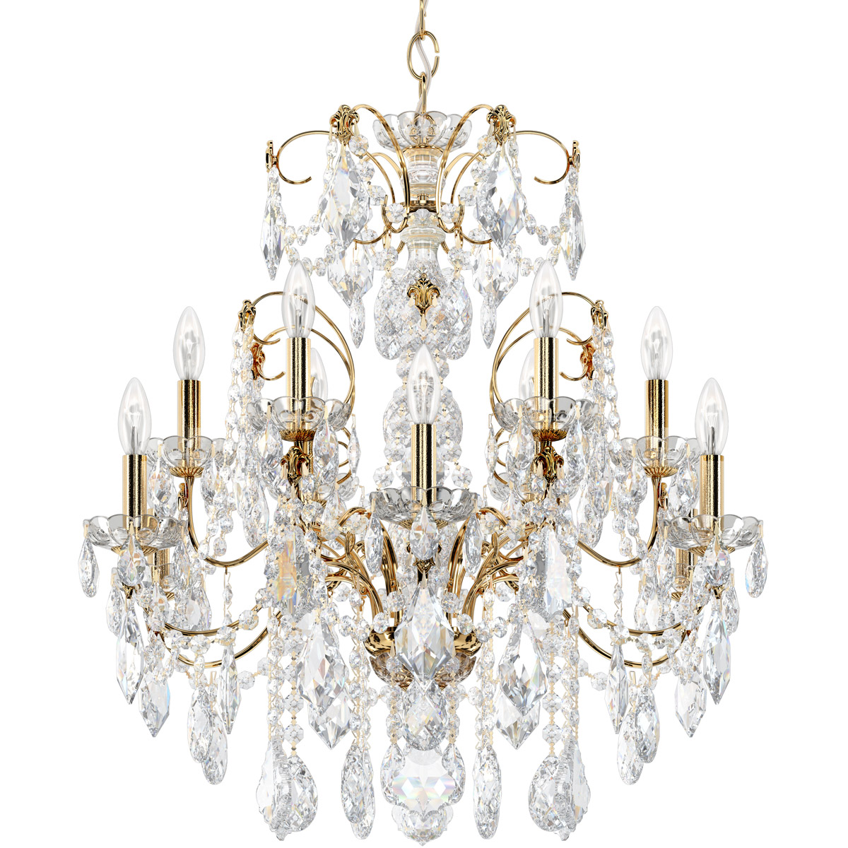 Schonbek 1712-55 Century 12 Light Jet Black Chandelier Ceiling Light