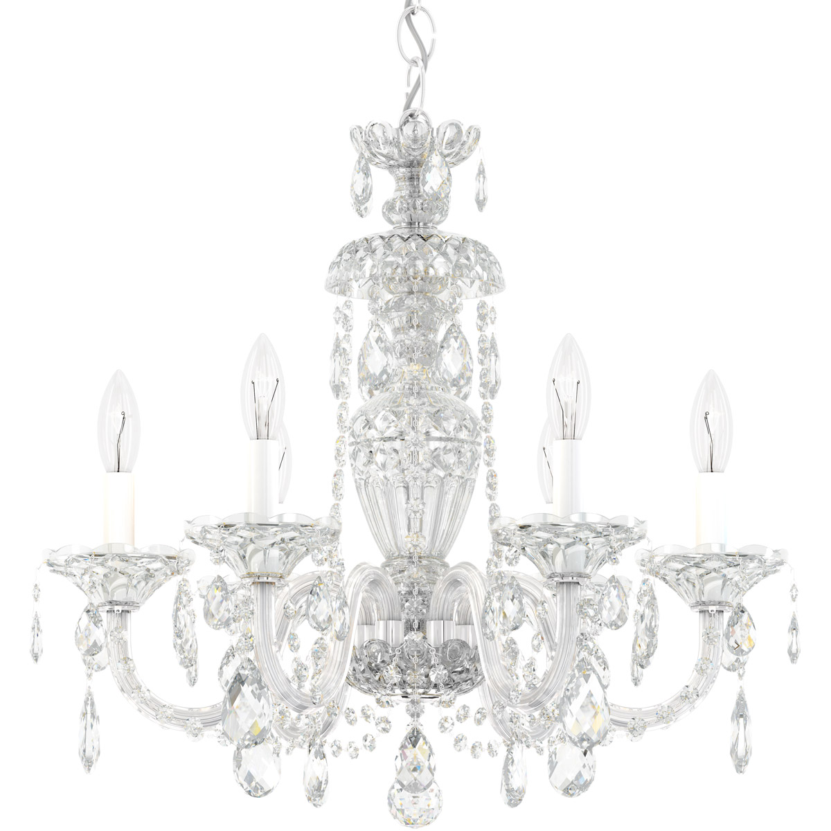 Schonbek 2994-40H Sterling 6 Light 21 inch Polished Silver Chandelier Ceiling Light in Heritage